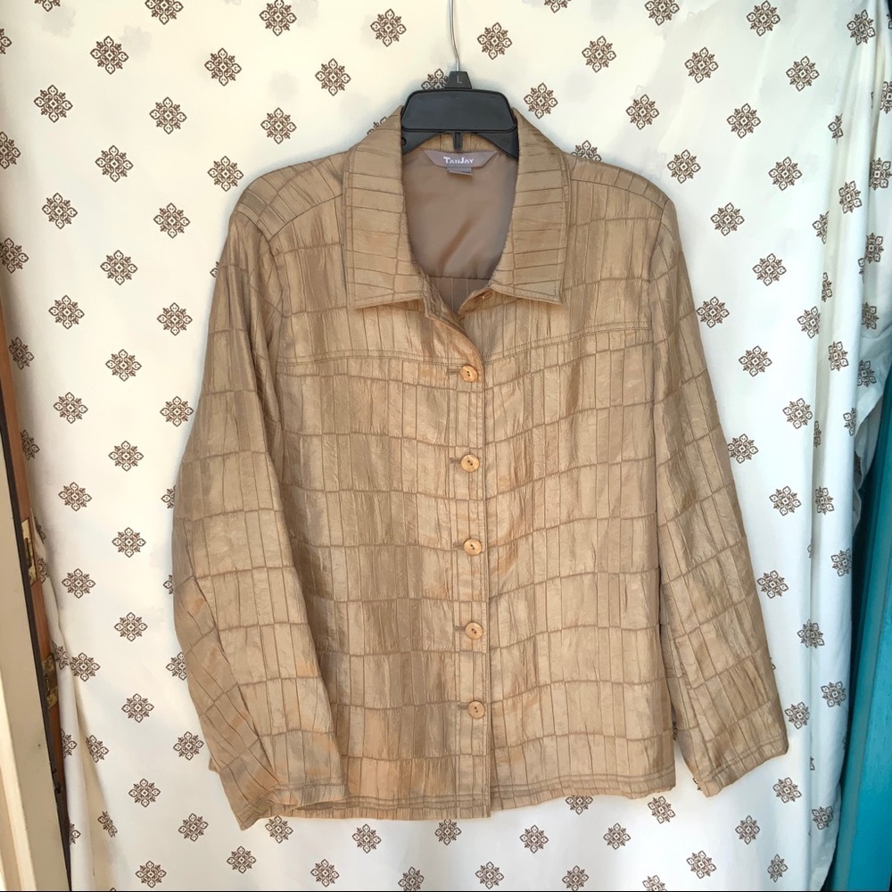 Tan Jay Gold Shingled Look Blazer Jacket Wm 18